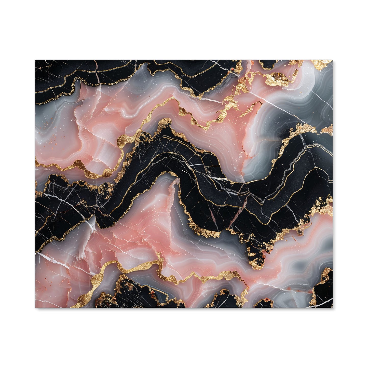 Baby Pink And Black Marble Effect Kitchen Splashback