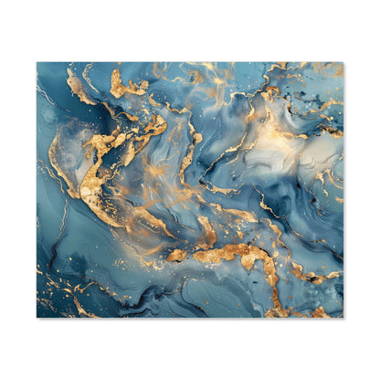 Azure And Gold Marble Effect Kitchen Splashback