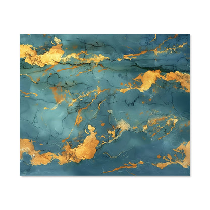 Gold And Azure Marble Effect Kitchen Splashback