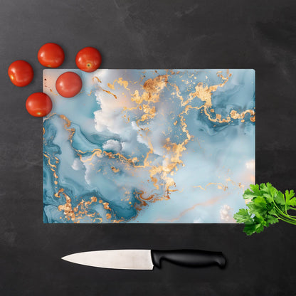 Blue And Gold Marble Effect Chopping Board