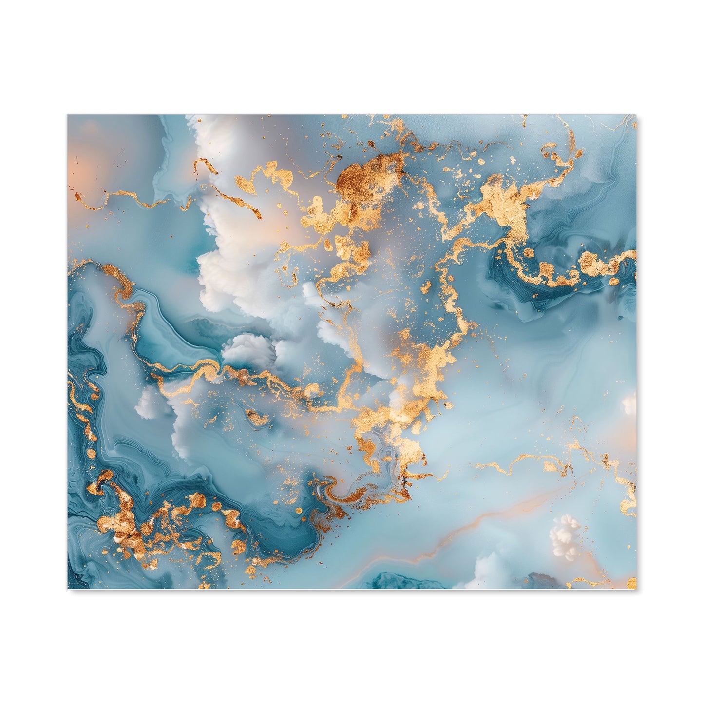 Blue And Gold Marble Effect Kitchen Splashback