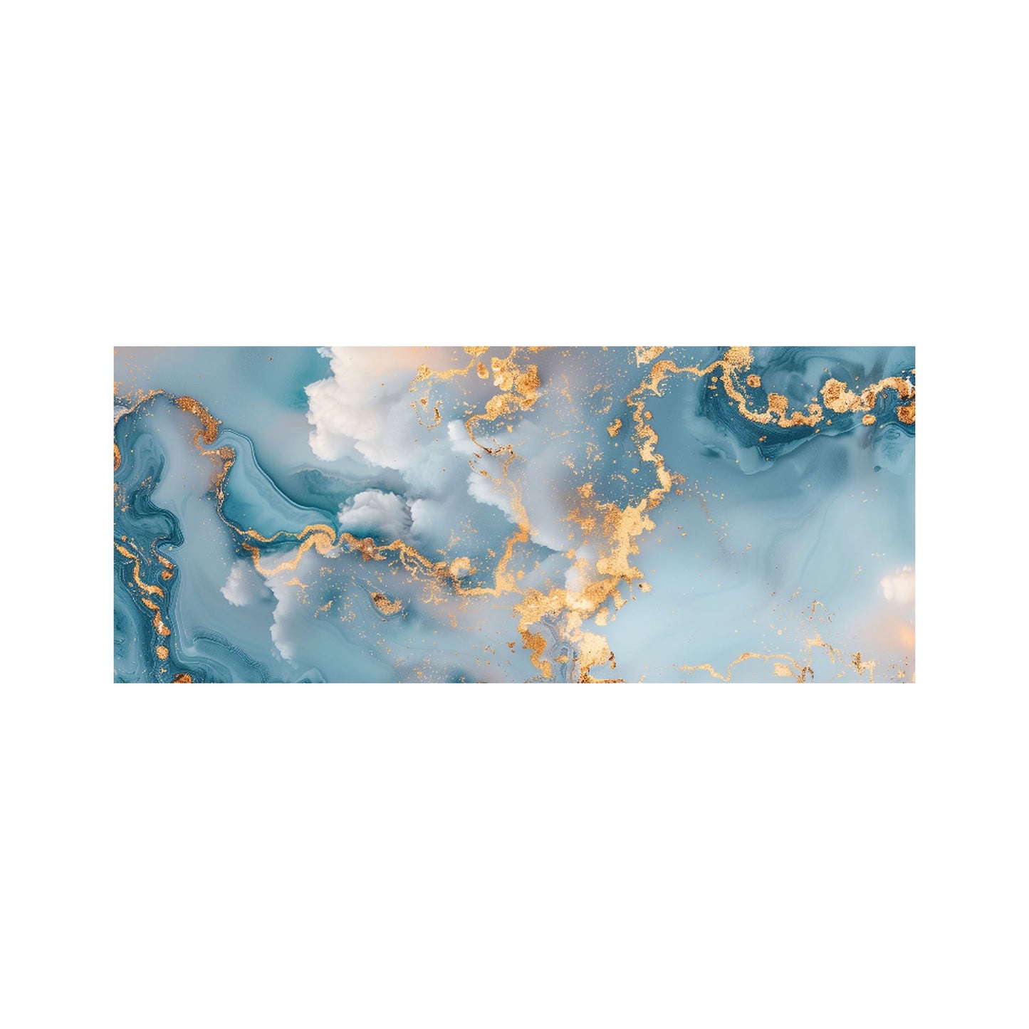 Blue And Gold Marble Effect Glass Bathroom Splashback