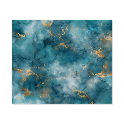 Gold And Blue Marble Effect Kitchen Splashback