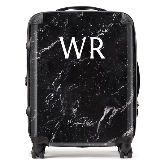 WR01053 Personalised Polished Black Quartz Effect Initial Suitcase