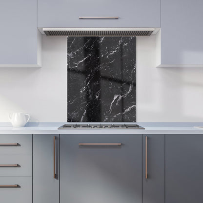 Polished Black Quartz Effect Kitchen Splashback
