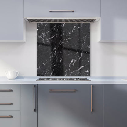 Polished Black Quartz Effect Kitchen Splashback