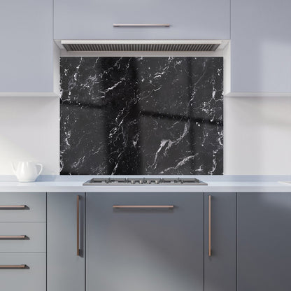 Polished Black Quartz Effect Kitchen Splashback