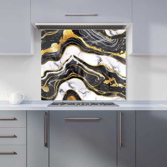 Black And Gold Marble Effect Kitchen Splashback