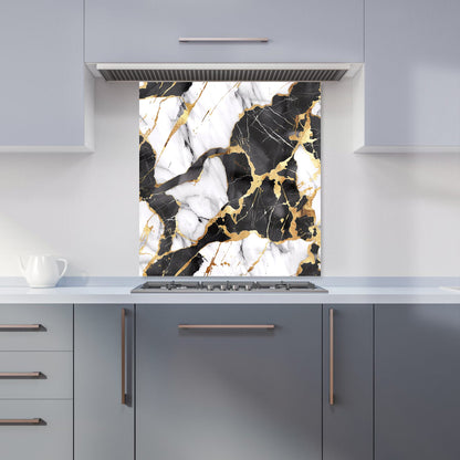 Gold And Black Marble Effect Kitchen Splashback