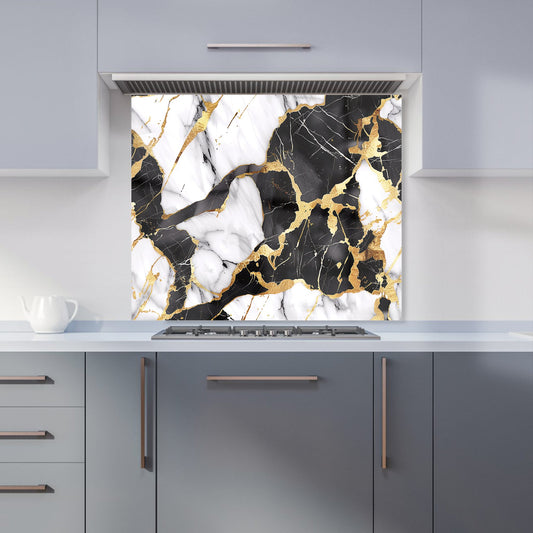 Gold And Black Marble Effect Kitchen Splashback