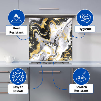 White And Black Marble Effect Kitchen Splashback