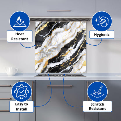 White And Gold Marble Effect Kitchen Splashback