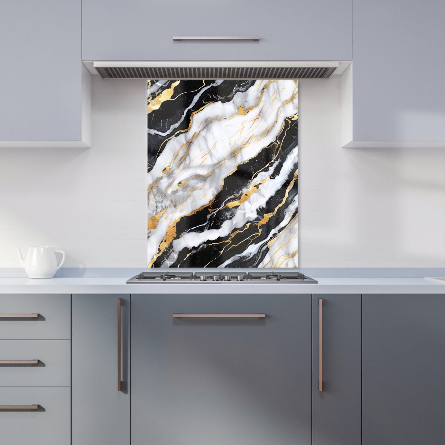 White And Gold Marble Effect Kitchen Splashback