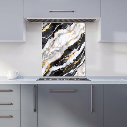 White And Gold Marble Effect Kitchen Splashback