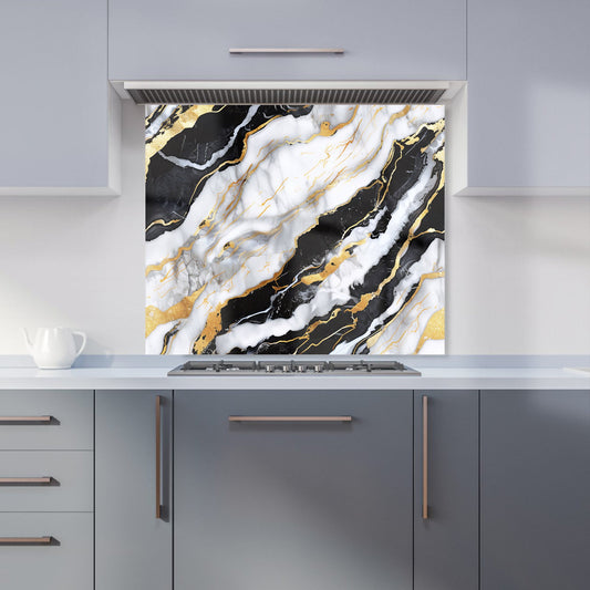 White And Gold Marble Effect Kitchen Splashback