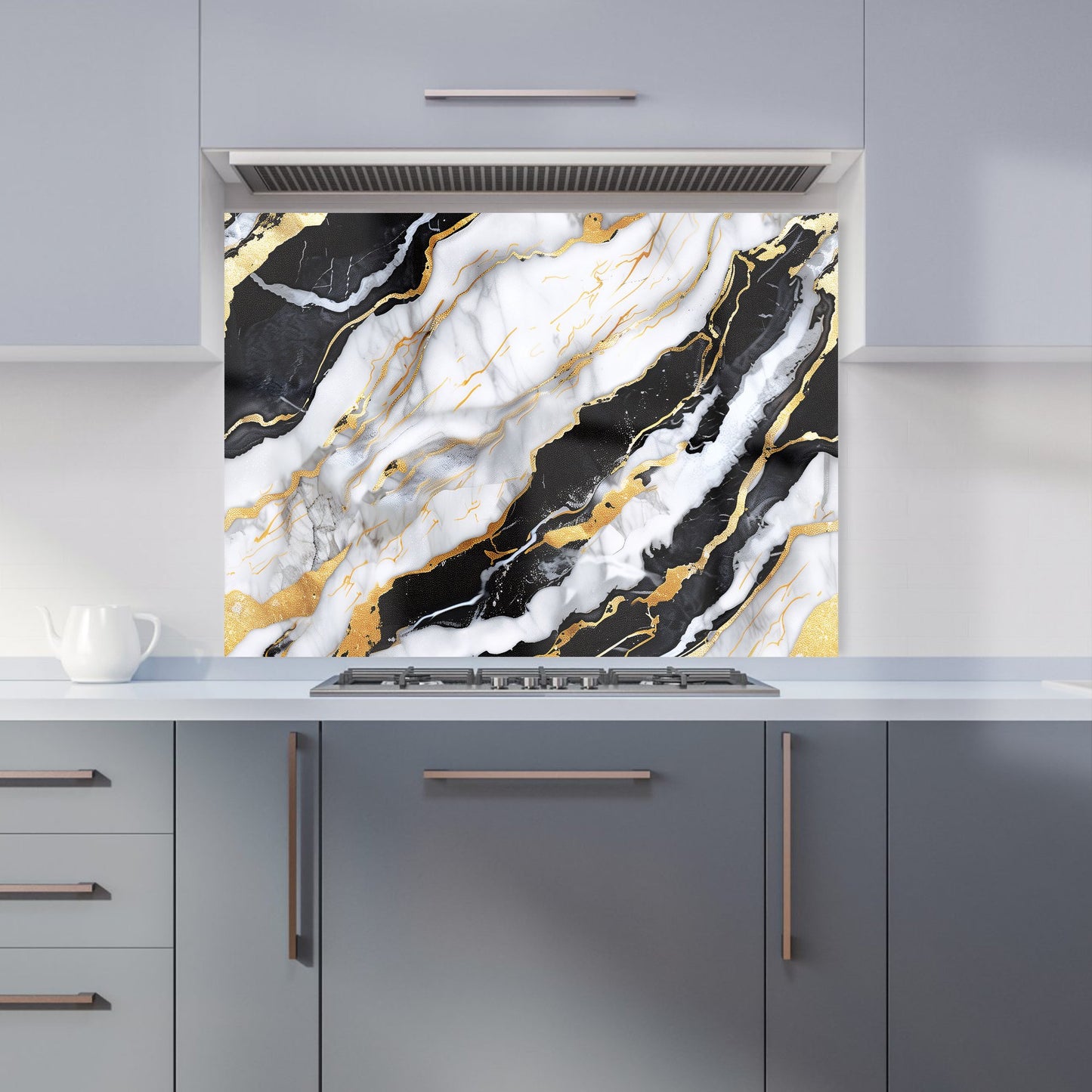 White And Gold Marble Effect Kitchen Splashback