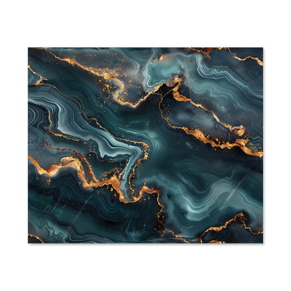 Gold, Blue Marble Effect Kitchen Splashback