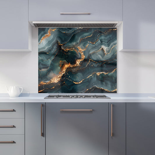 Vibrant Blue Marble Effect Kitchen Splashback