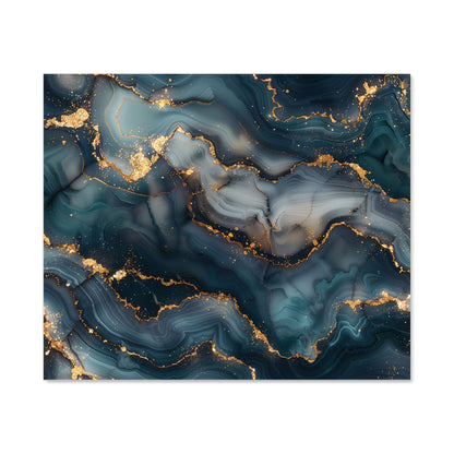 Blues And Gold Marble Effect Kitchen Splashback