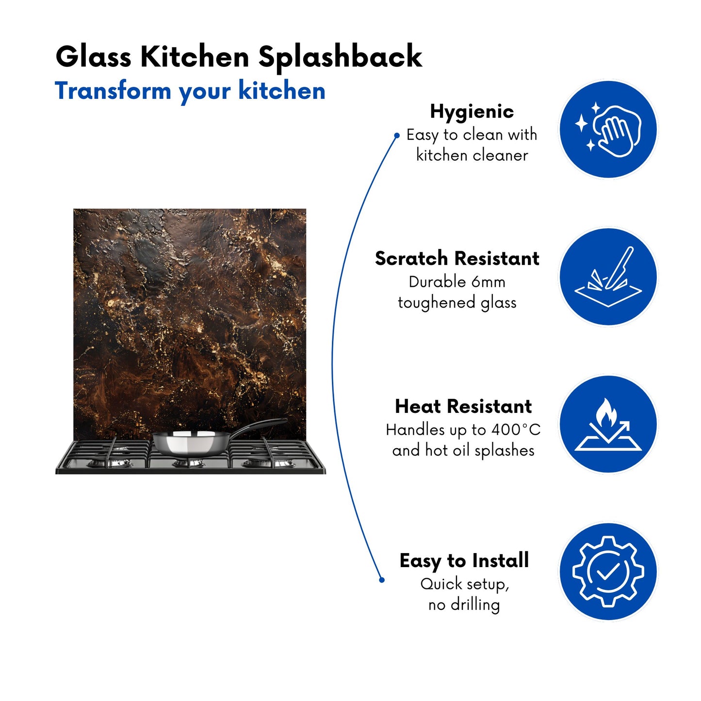 Bronze Quartz Effect Kitchen Splashback
