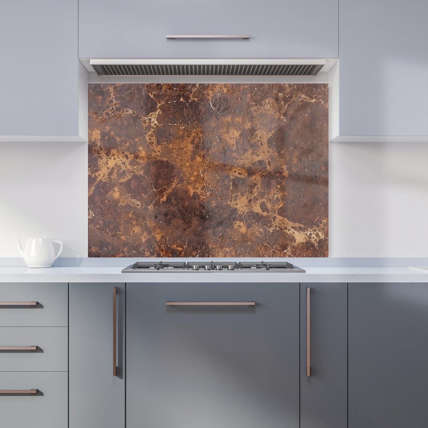 Brown Quartz Effect Kitchen Splashback