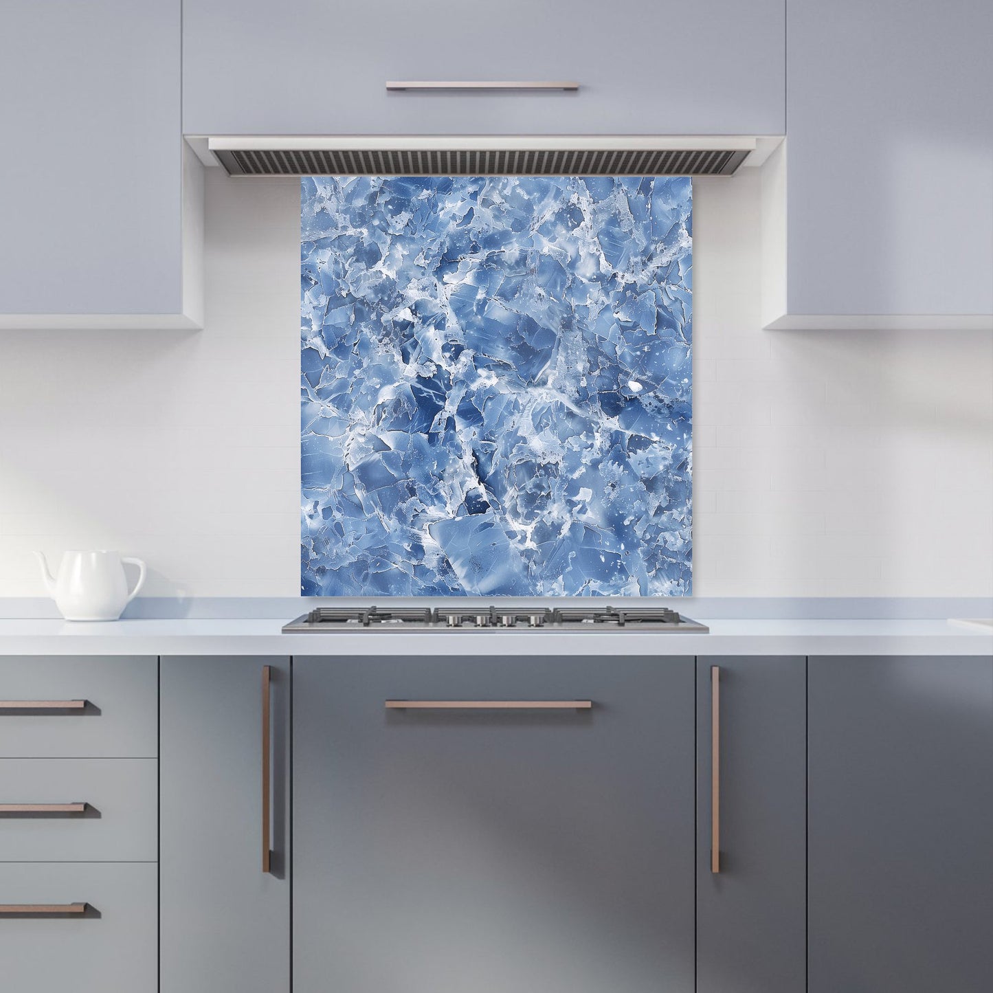Coastal Blue Quartz Effect Kitchen Splashback