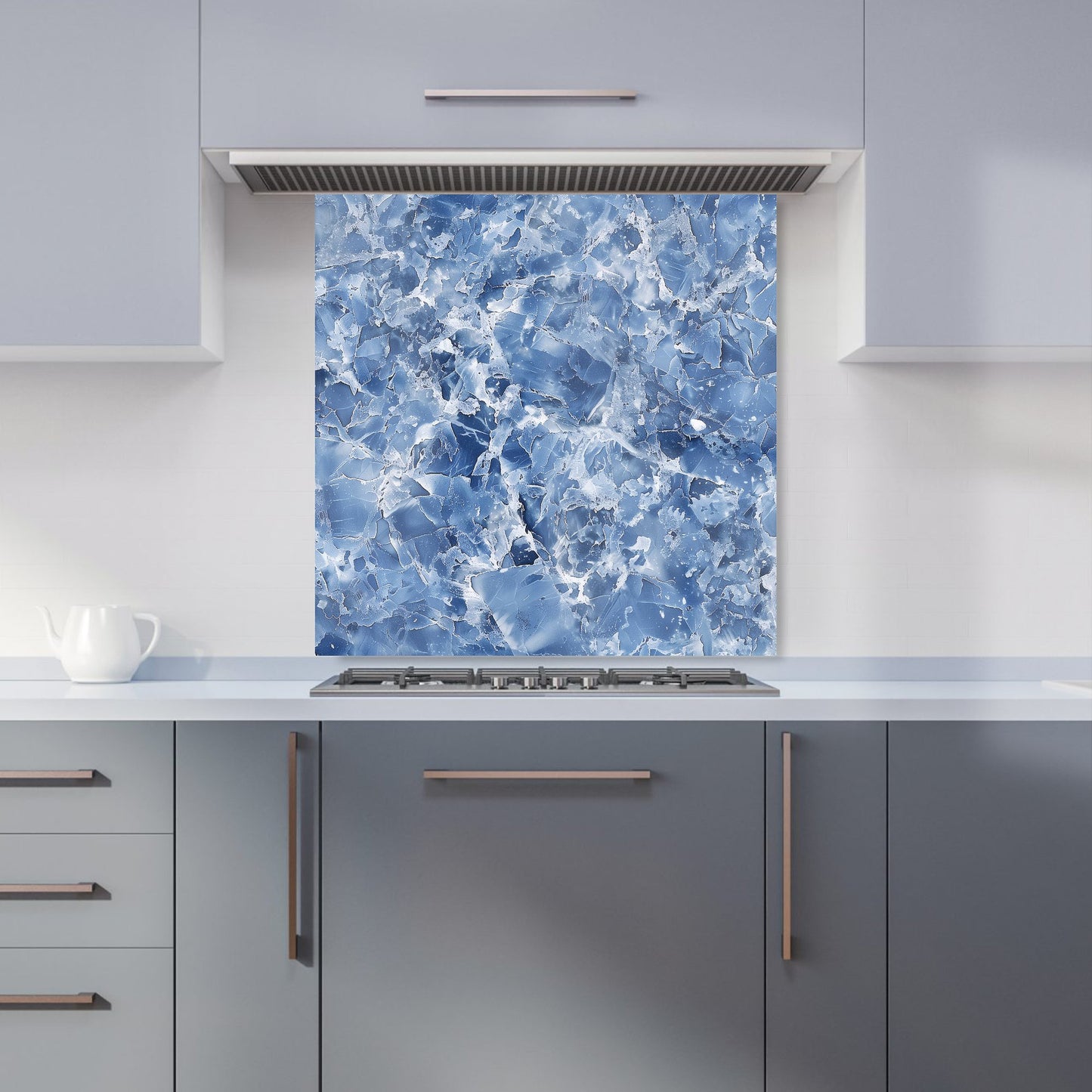Coastal Blue Quartz Effect Kitchen Splashback