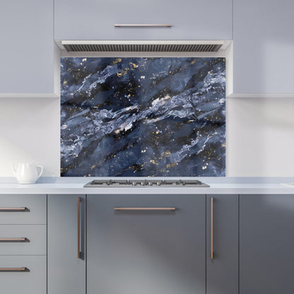 Deep Ocean Blue Quartz Effect Kitchen Splashback