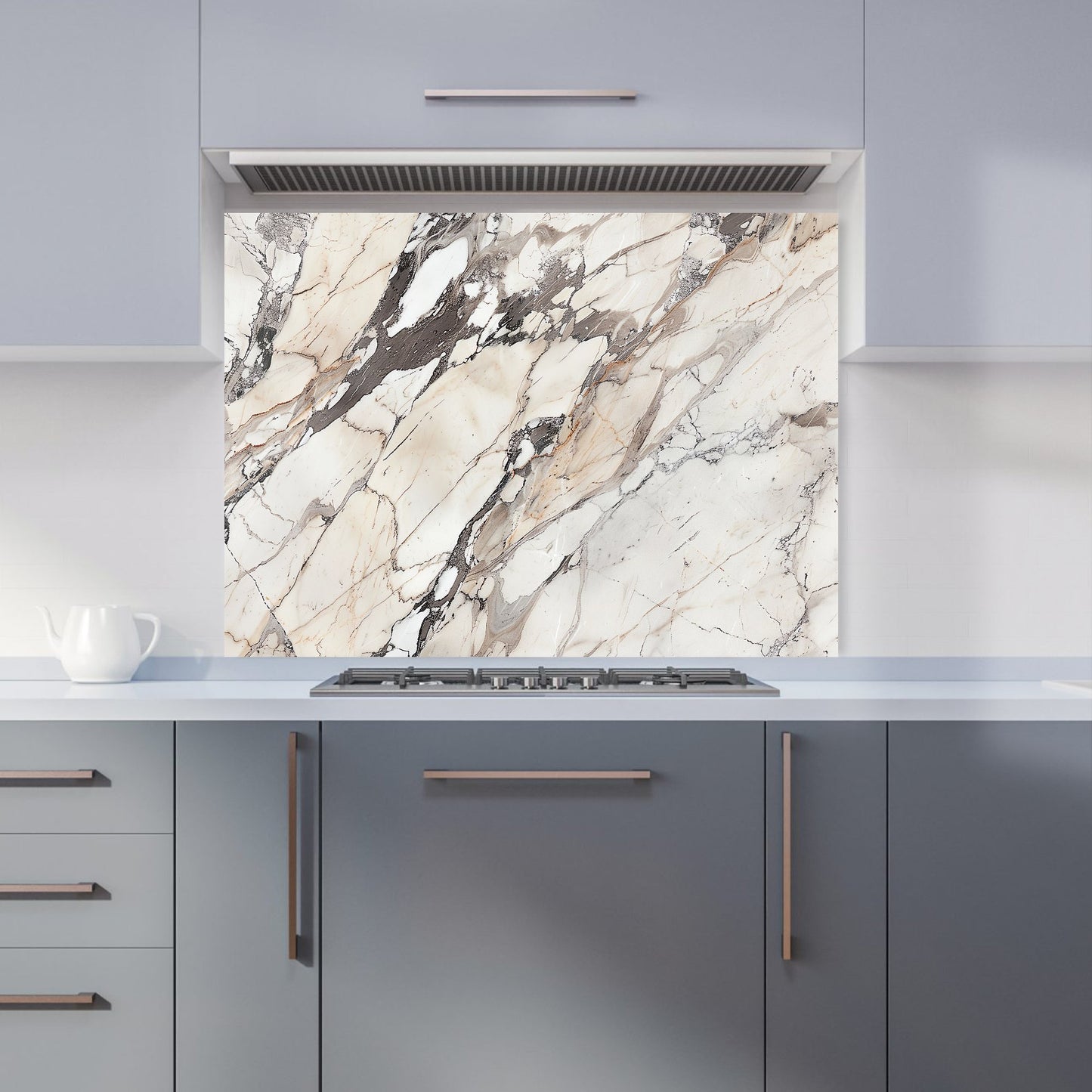 Off White Marble Effect Kitchen Splashback