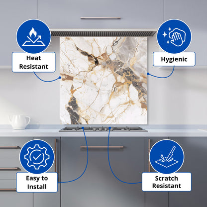 Sleek Pale Marble Effect Kitchen Splashback