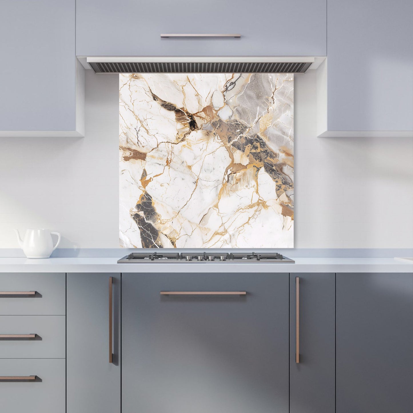 Sleek Pale Marble Effect Kitchen Splashback
