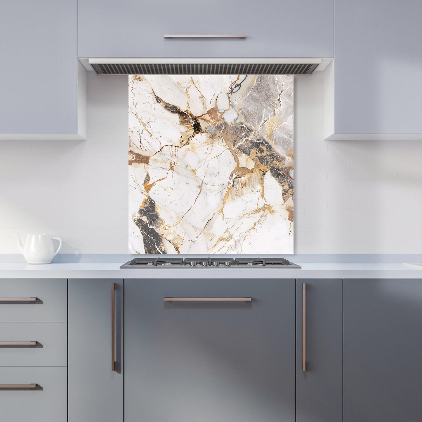 Sleek Pale Marble Effect Kitchen Splashback