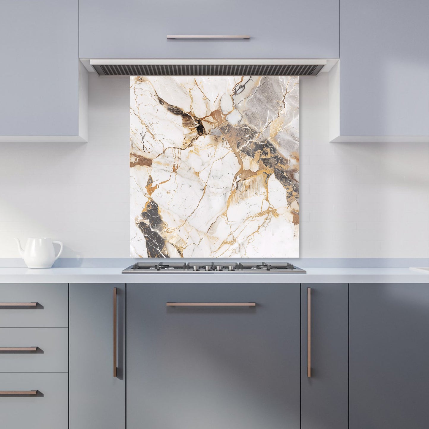 Sleek Pale Marble Effect Kitchen Splashback