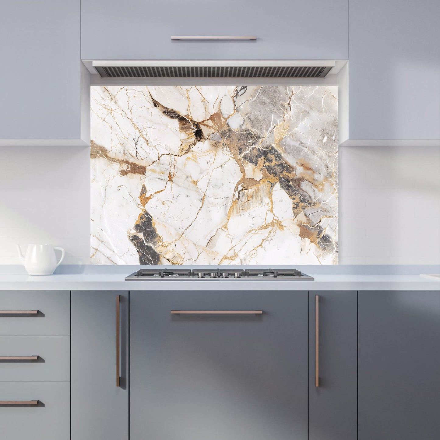 Sleek Pale Marble Effect Kitchen Splashback