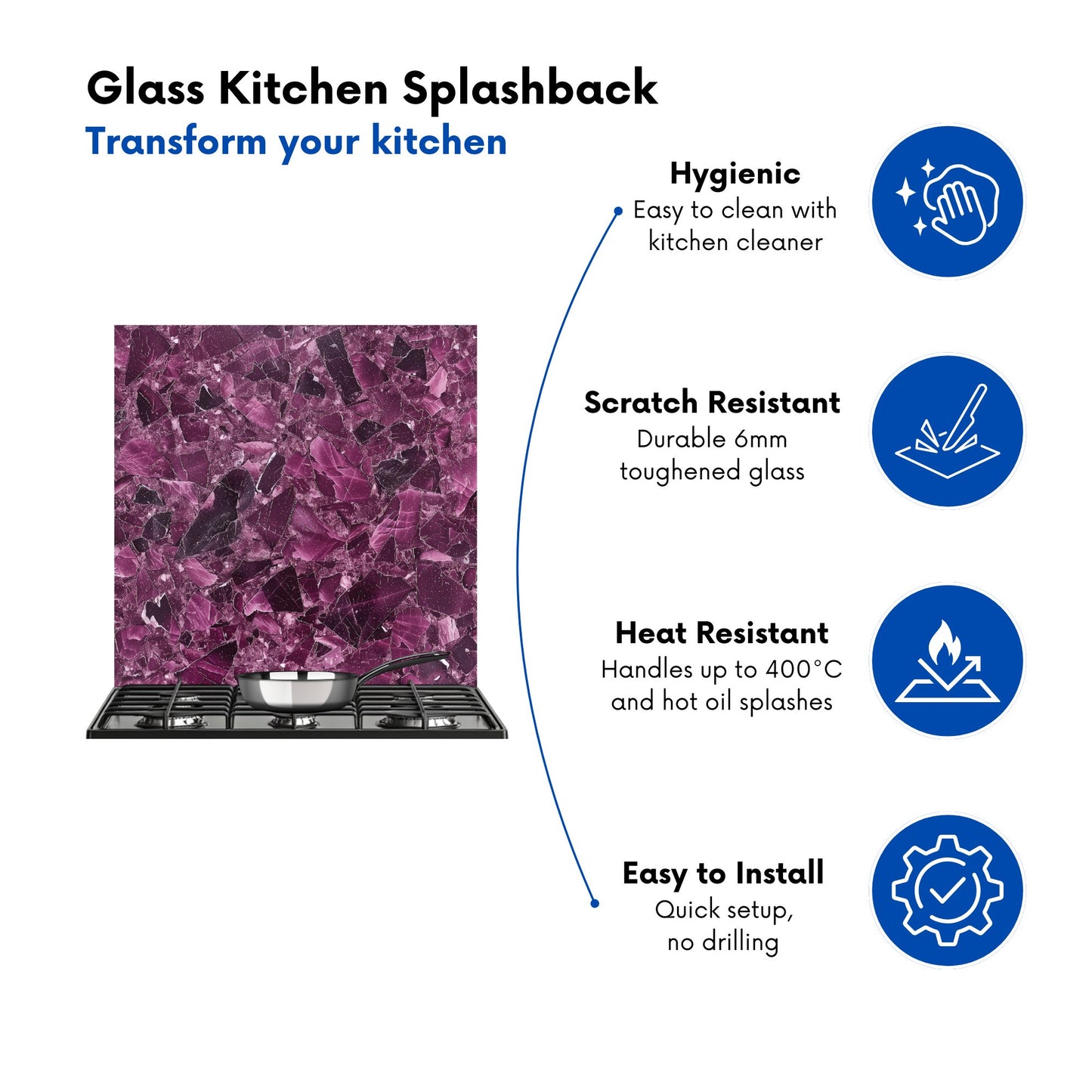 Damson Quartz Effect Kitchen Splashback
