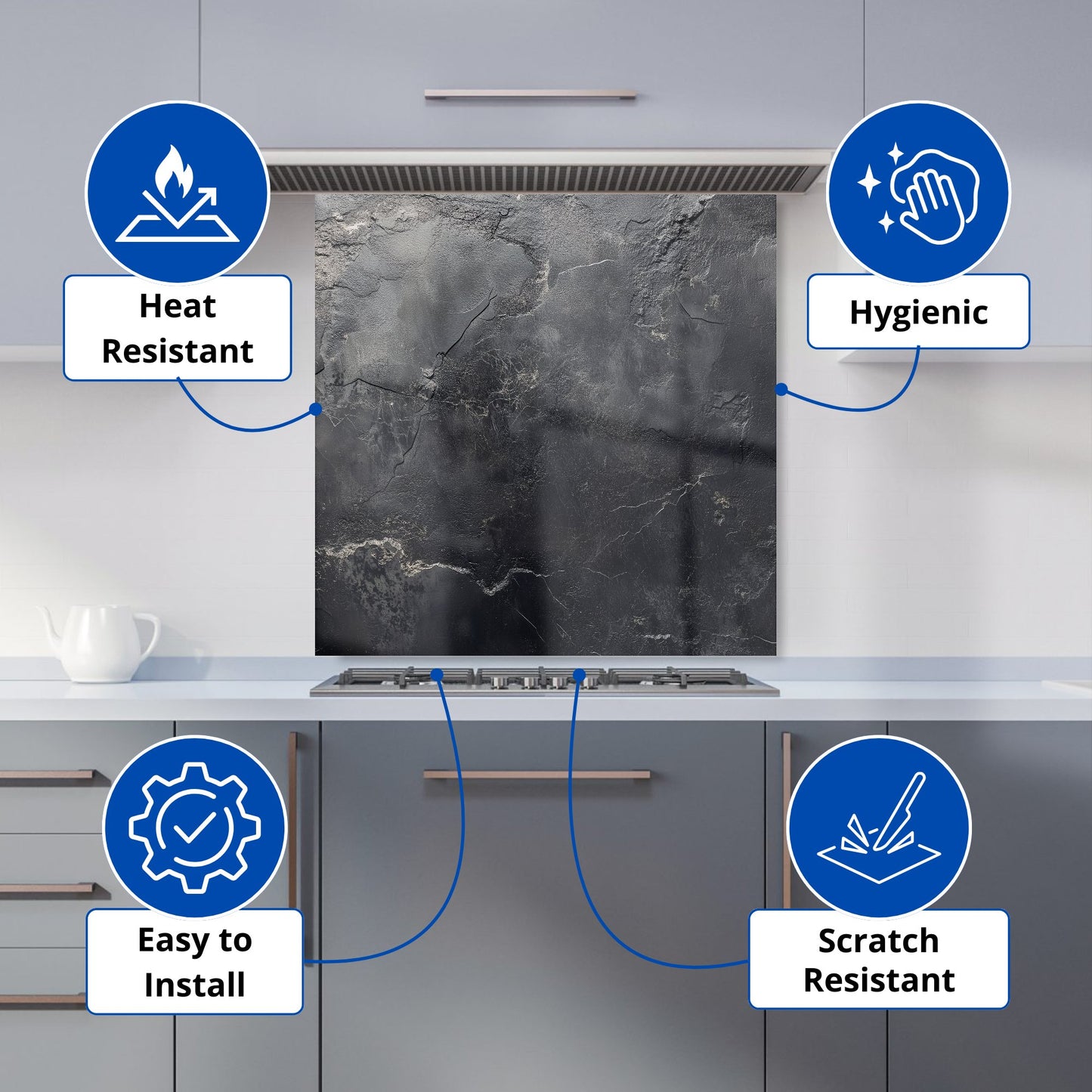 Dark Concrete Effect Kitchen Splashback