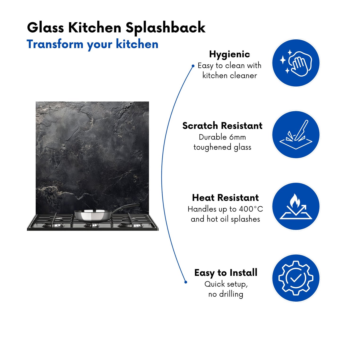Dark Concrete Effect Kitchen Splashback