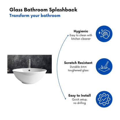 Dark Concrete Effect Glass Bathroom Splashback