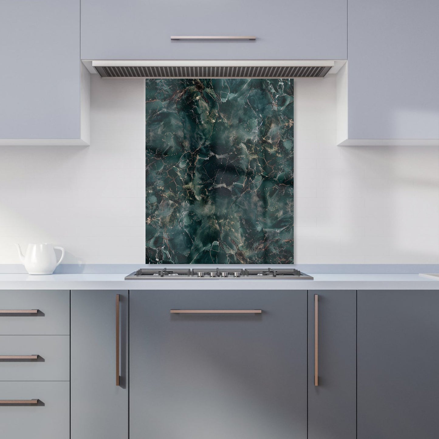 Dark Green Quartz Effect Kitchen Splashback