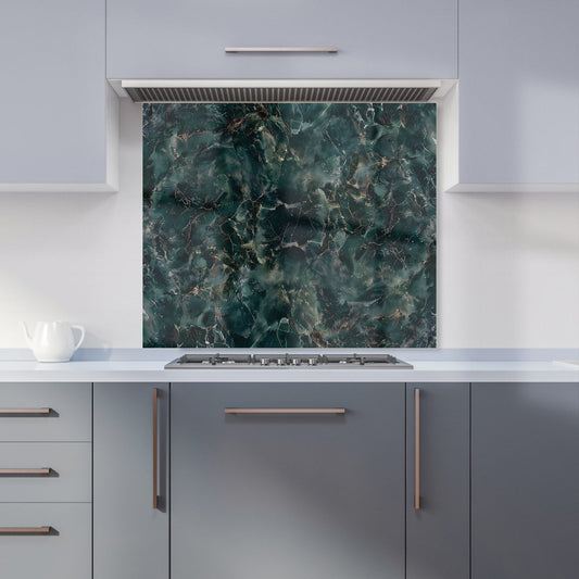 Dark Green Quartz Effect Kitchen Splashback