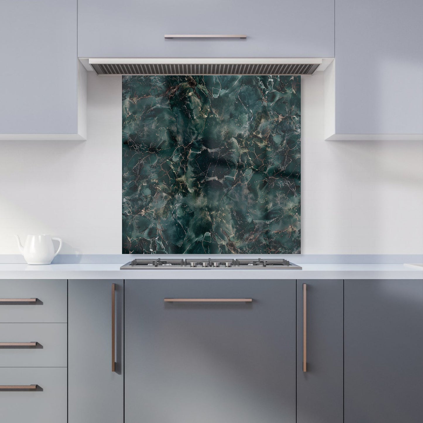 Dark Green Quartz Effect Kitchen Splashback