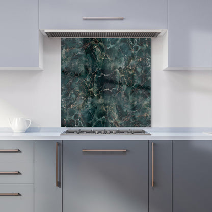 Dark Green Quartz Effect Kitchen Splashback