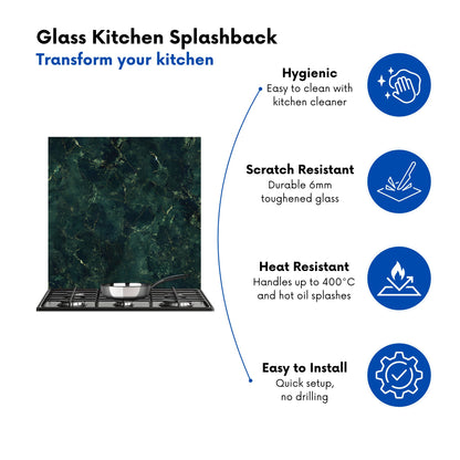 Deep Green Quartz Effect Kitchen Splashback