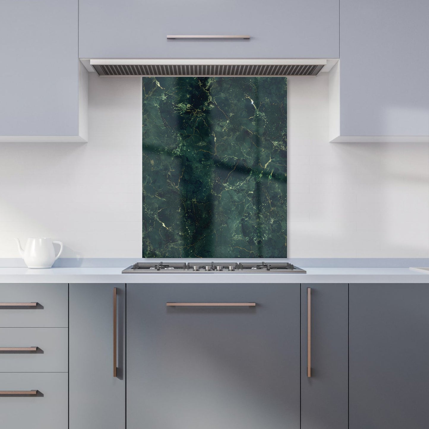 Deep Green Quartz Effect Kitchen Splashback