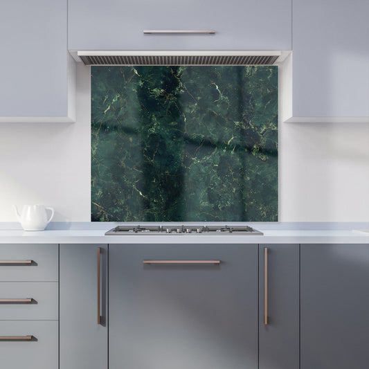Deep Green Quartz Effect Kitchen Splashback