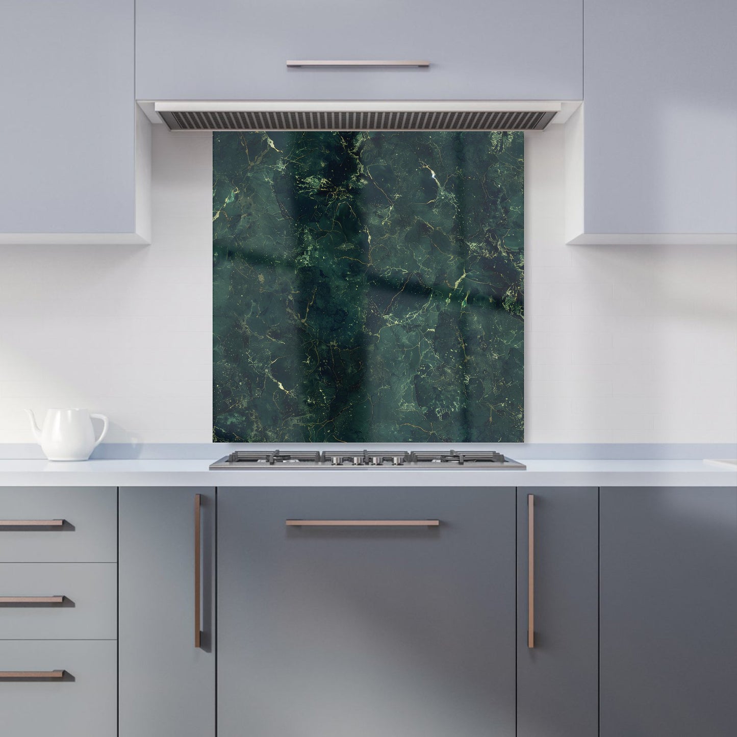Deep Green Quartz Effect Kitchen Splashback