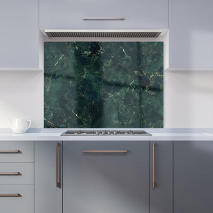 Deep Green Quartz Effect Kitchen Splashback