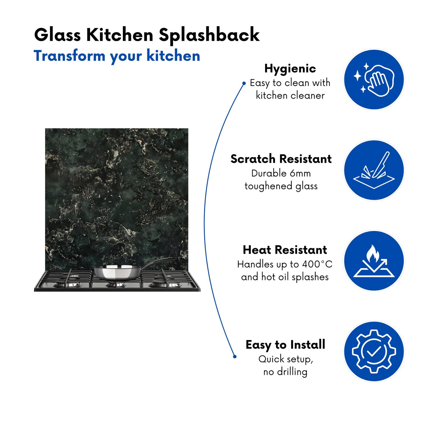 Shabby Green Quartz Effect Kitchen Splashback