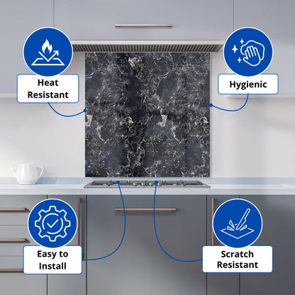 Black Quartz Effect Kitchen Splashback