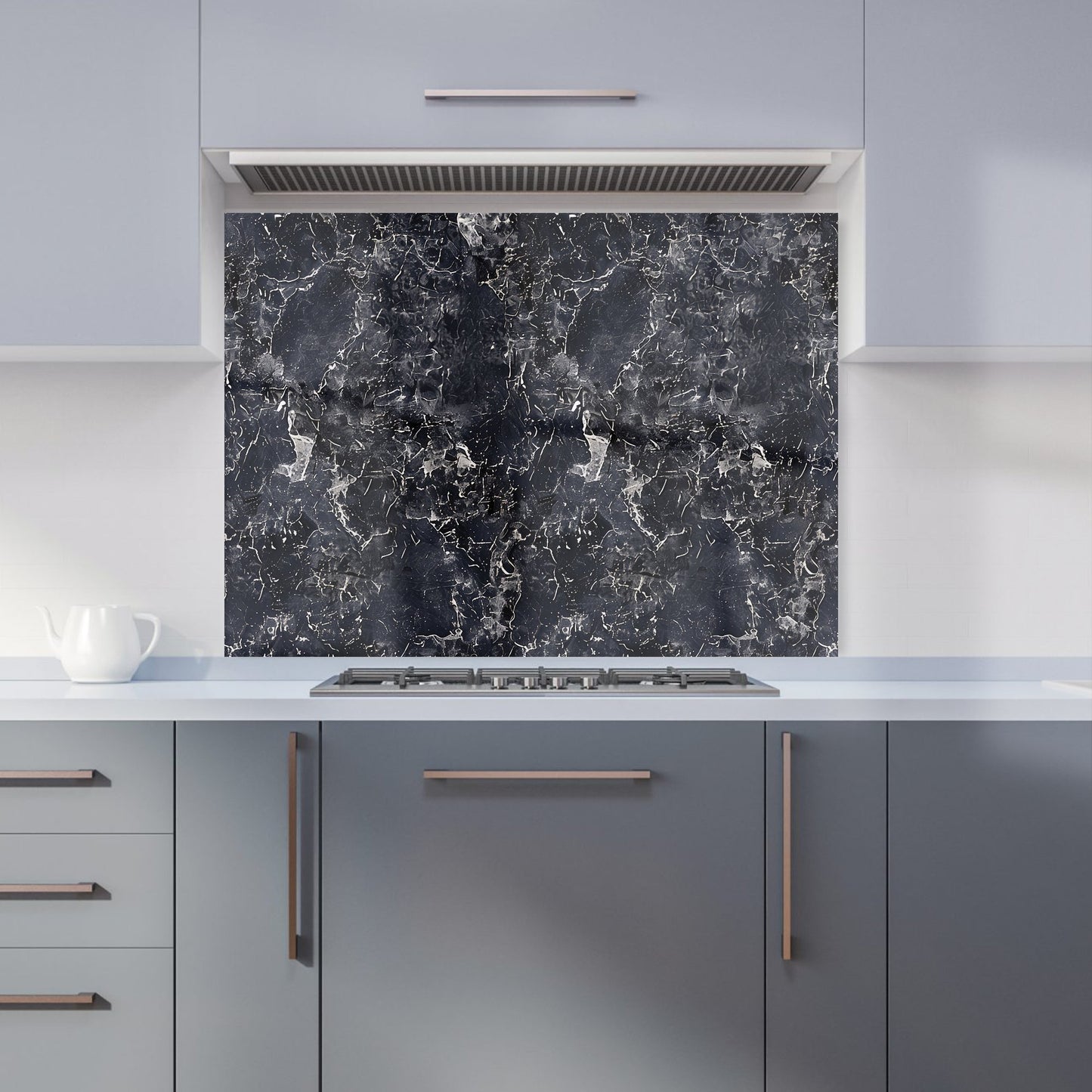 Black Quartz Effect Kitchen Splashback